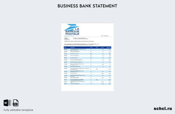 цифровая загрузка выписки по счету фирмы La Banque Postale в формате Word и PDF